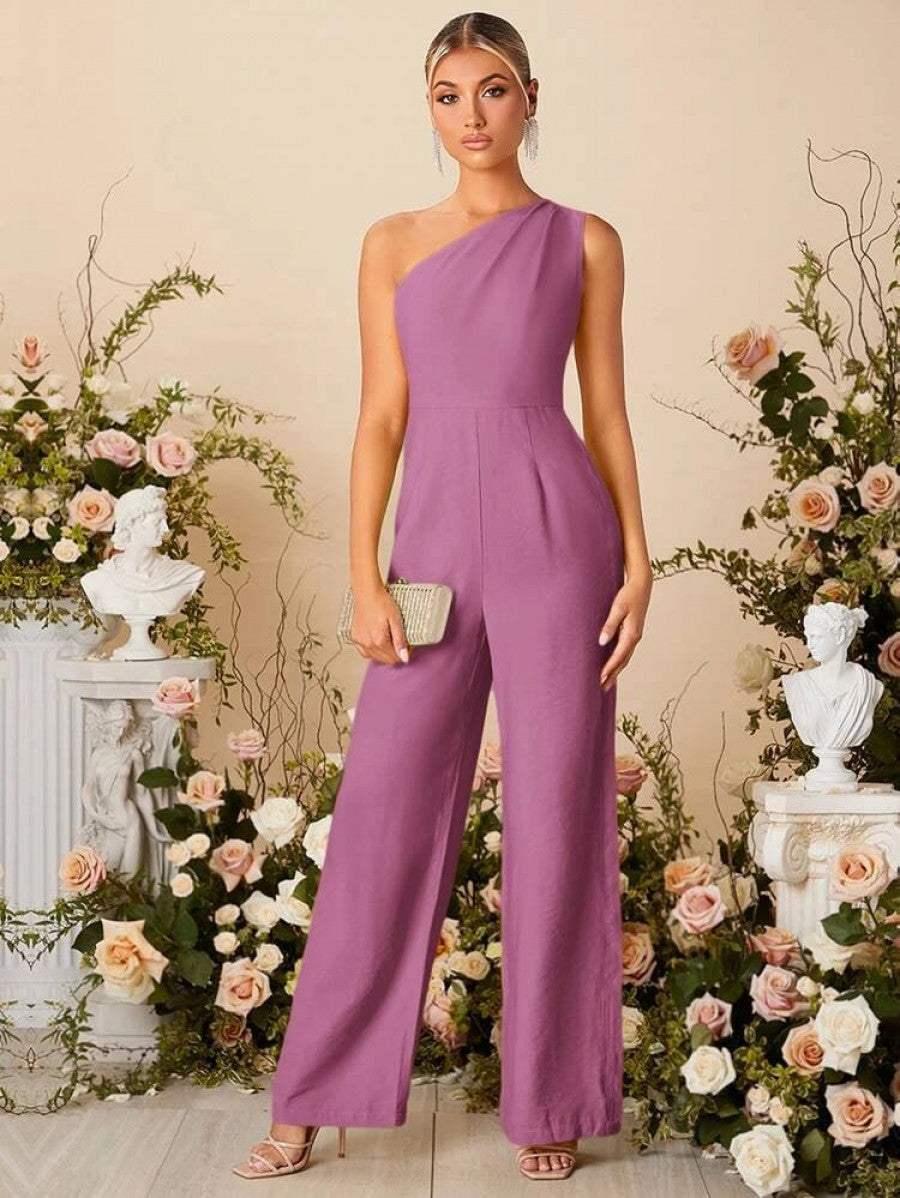 One Shoulder Wide Leg Jumpsuit