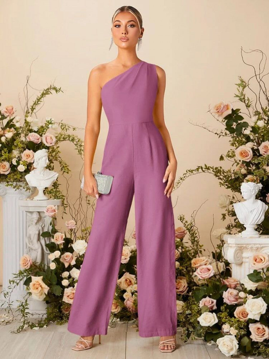 One Shoulder Wide Leg Jumpsuit