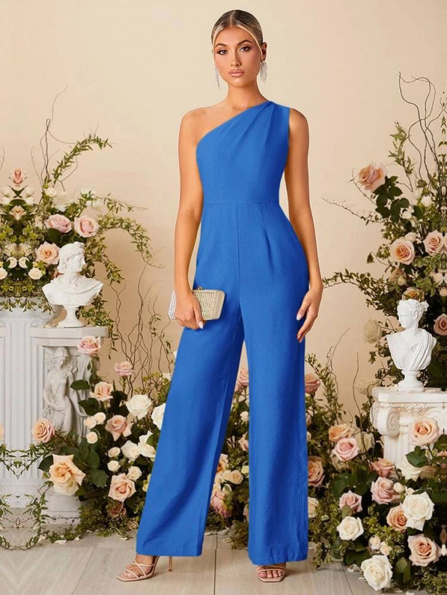 One Shoulder Wide Leg Jumpsuit