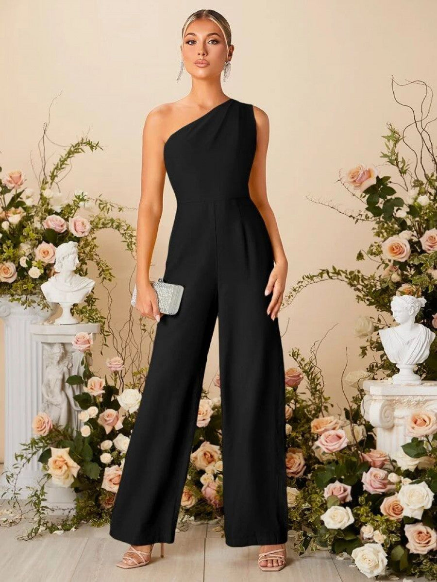 One Shoulder Wide Leg Jumpsuit