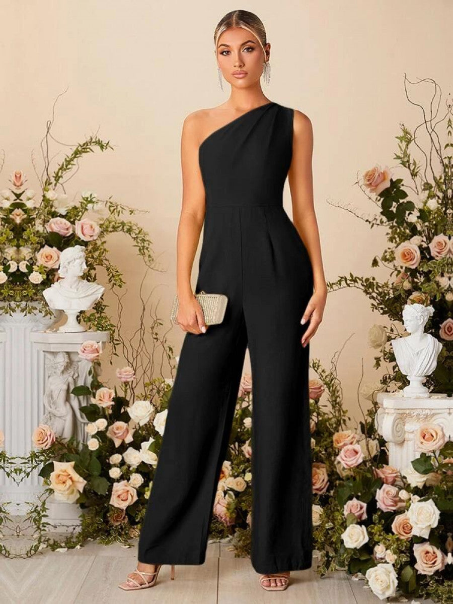 One Shoulder Wide Leg Jumpsuit