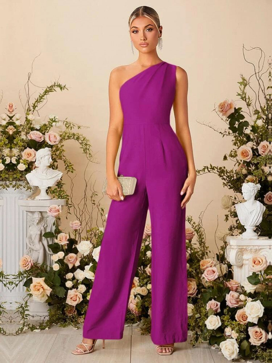 One Shoulder Wide Leg Jumpsuit