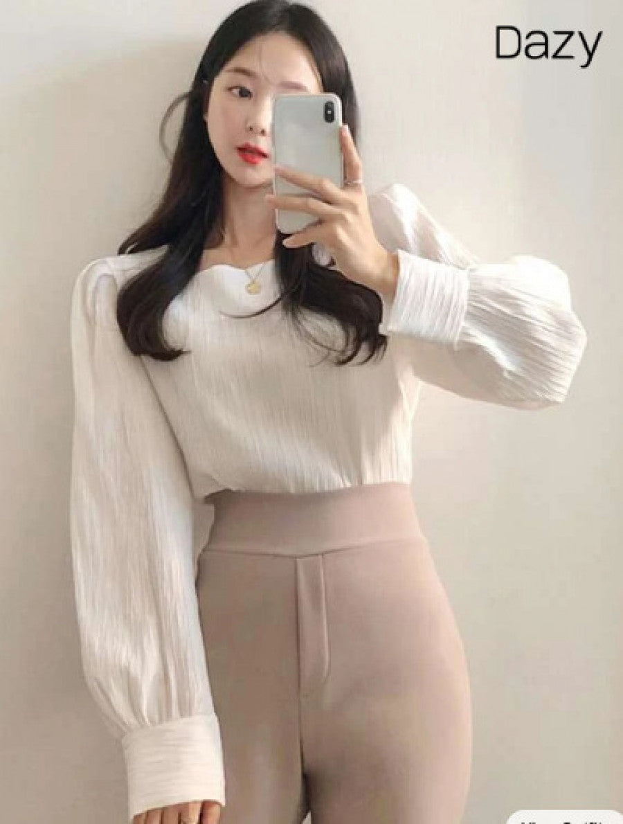 DAZY Square Neck Bishop Sleeve Blouse