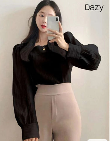 DAZY Square Neck Bishop Sleeve Blouse