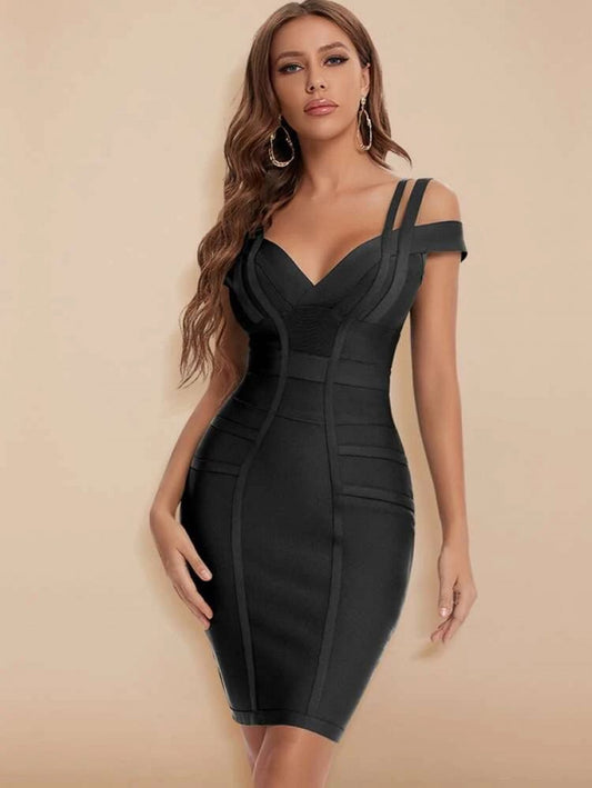 Cold Shoulder Zip Backless Bandage Bodycon Dress