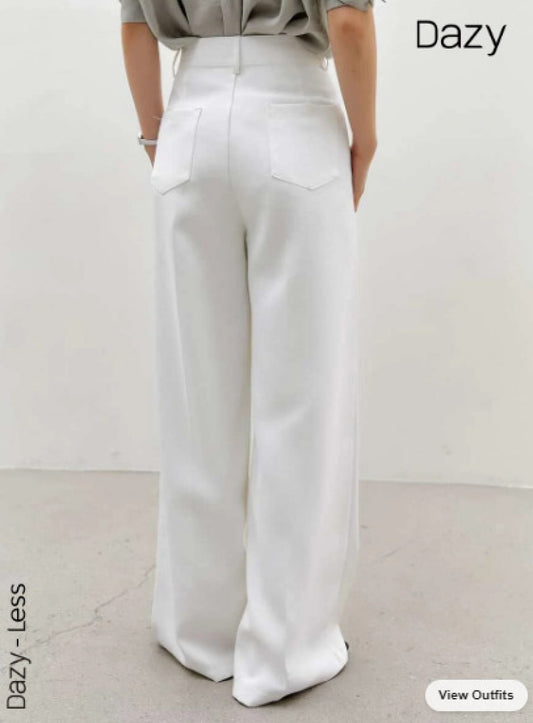 Dazy-Less Slant Pocket Fold Pleated Tailored Pants