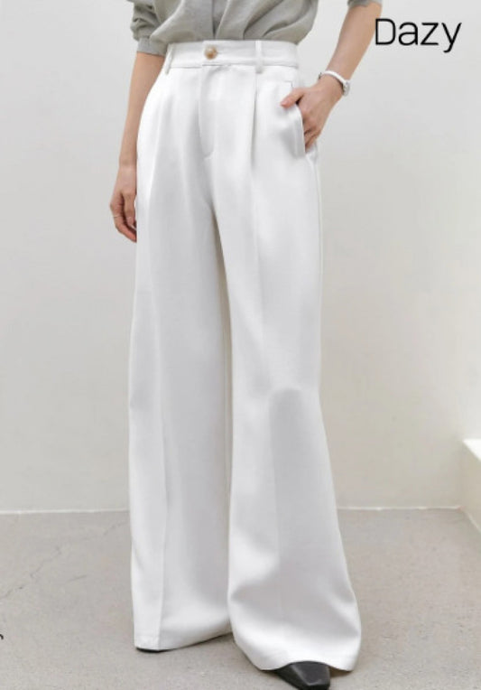 Dazy-Less Slant Pocket Fold Pleated Tailored Pants