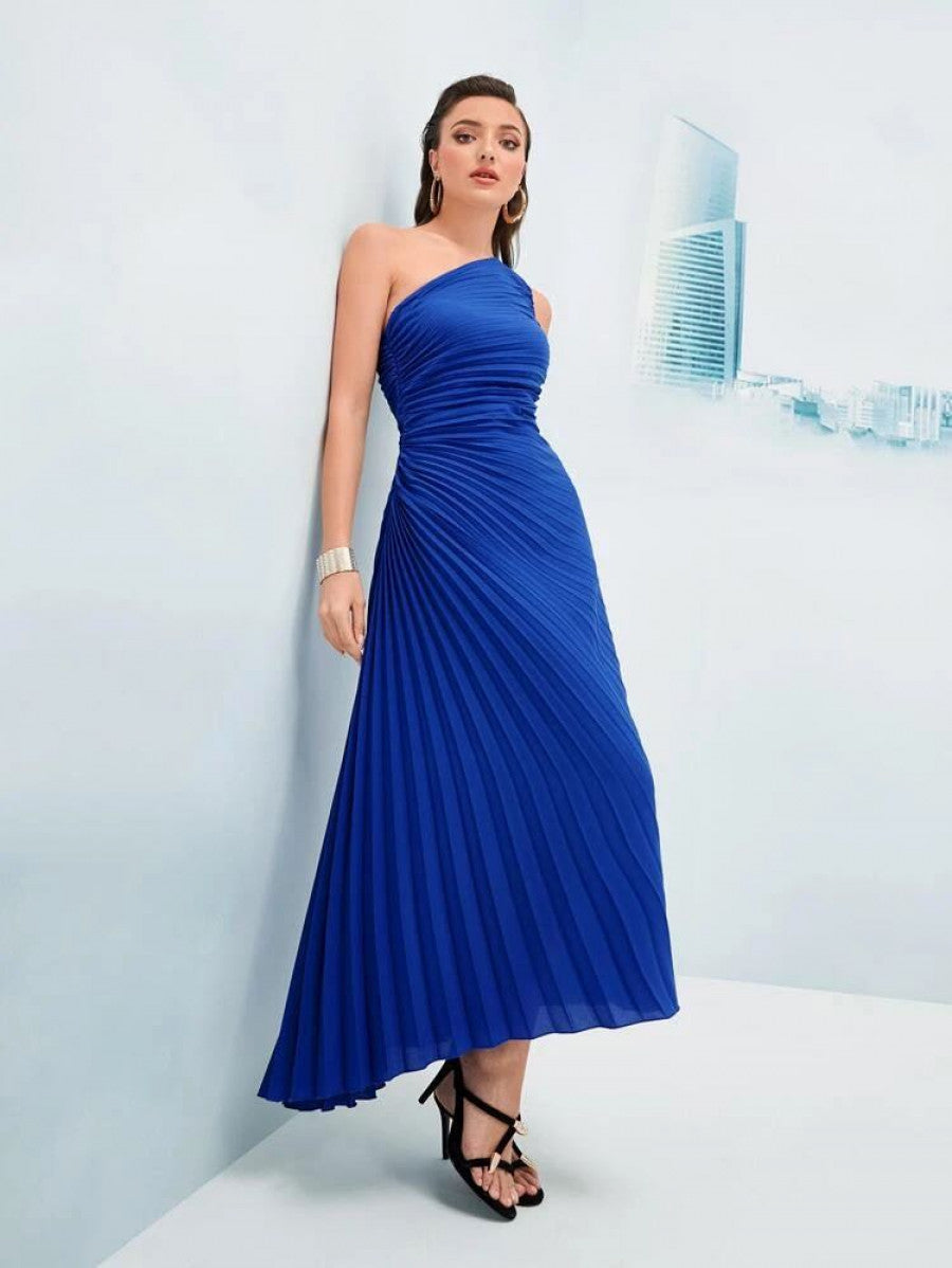 X BEEBA Ruched Pleated One Shoulder Dress