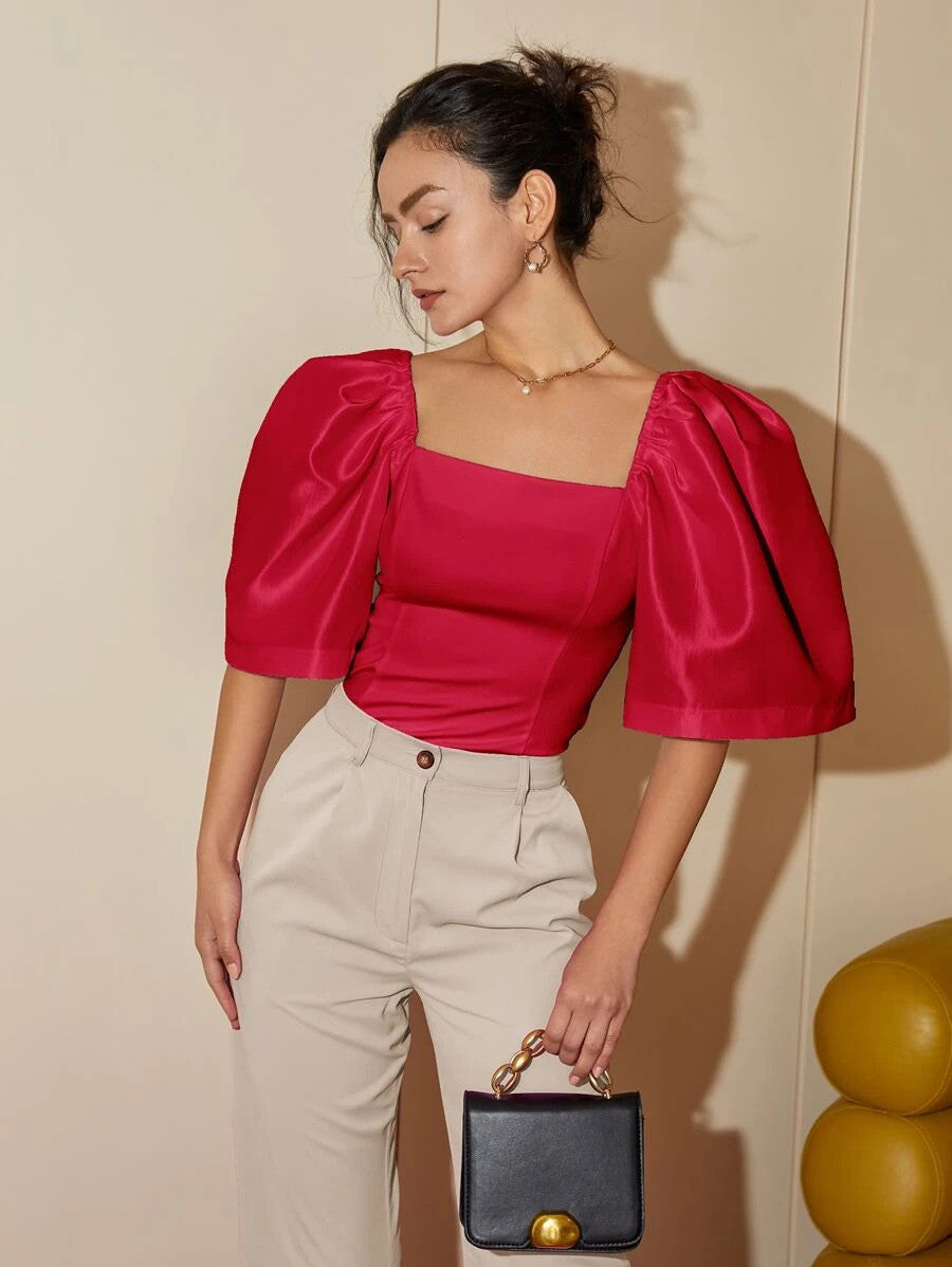 Square Neck Puff Sleeve Blouse