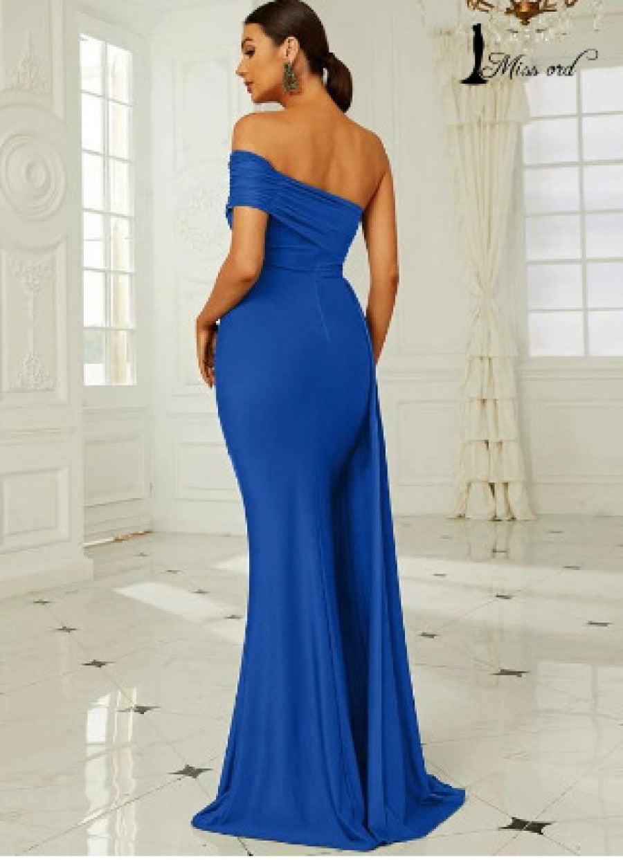 Missord One Shoulder Side Draped Formal Dress