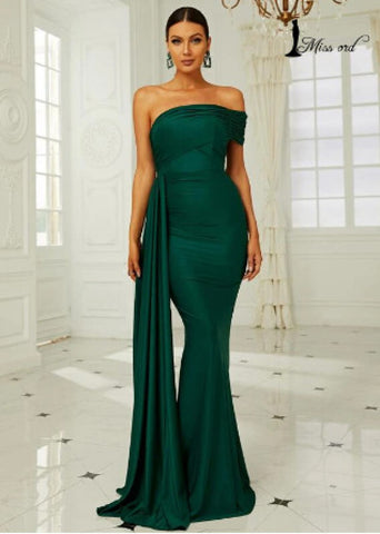 Missord One Shoulder Side Draped Formal Dress