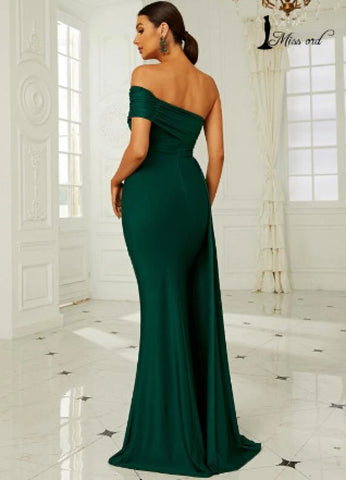 Missord One Shoulder Side Draped Formal Dress