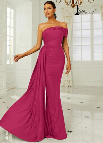 Missord One Shoulder Side Draped Formal Dress