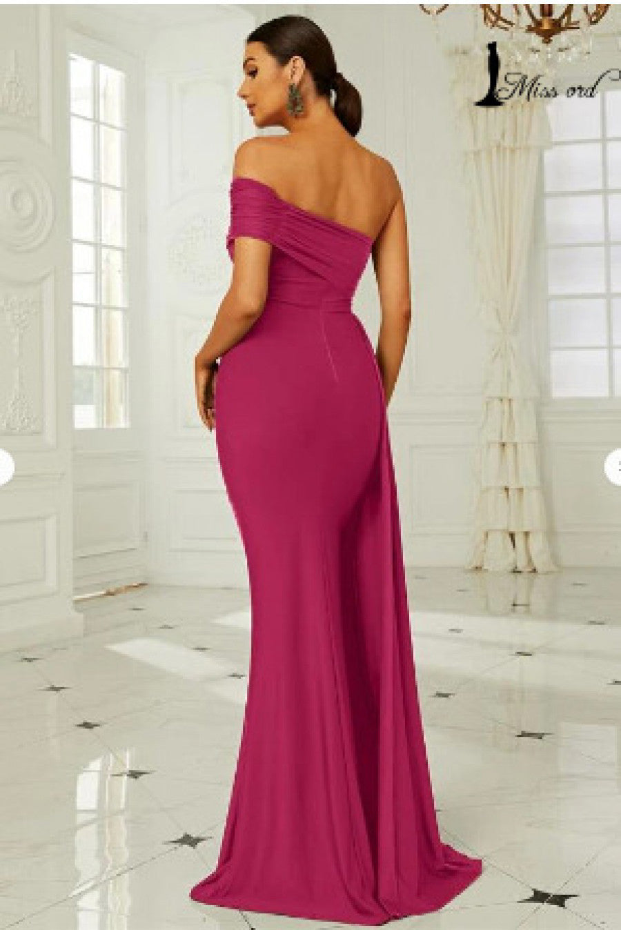 Missord One Shoulder Side Draped Formal Dress