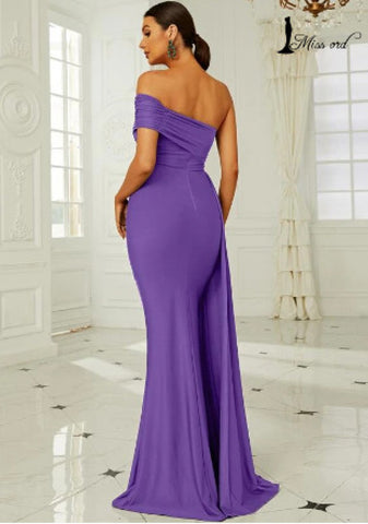 Missord One Shoulder Side Draped Formal Dress