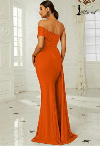 Missord One Shoulder Side Draped Formal Dress