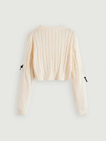 MOD Bow Detail Cable Knit Sweater