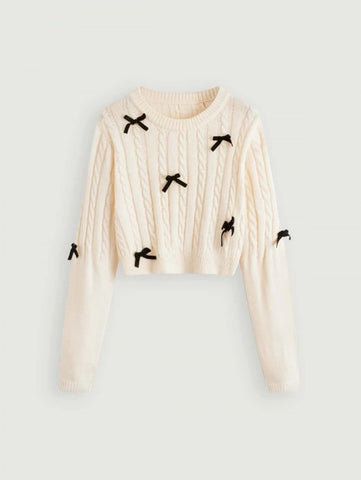 MOD Bow Detail Cable Knit Sweater