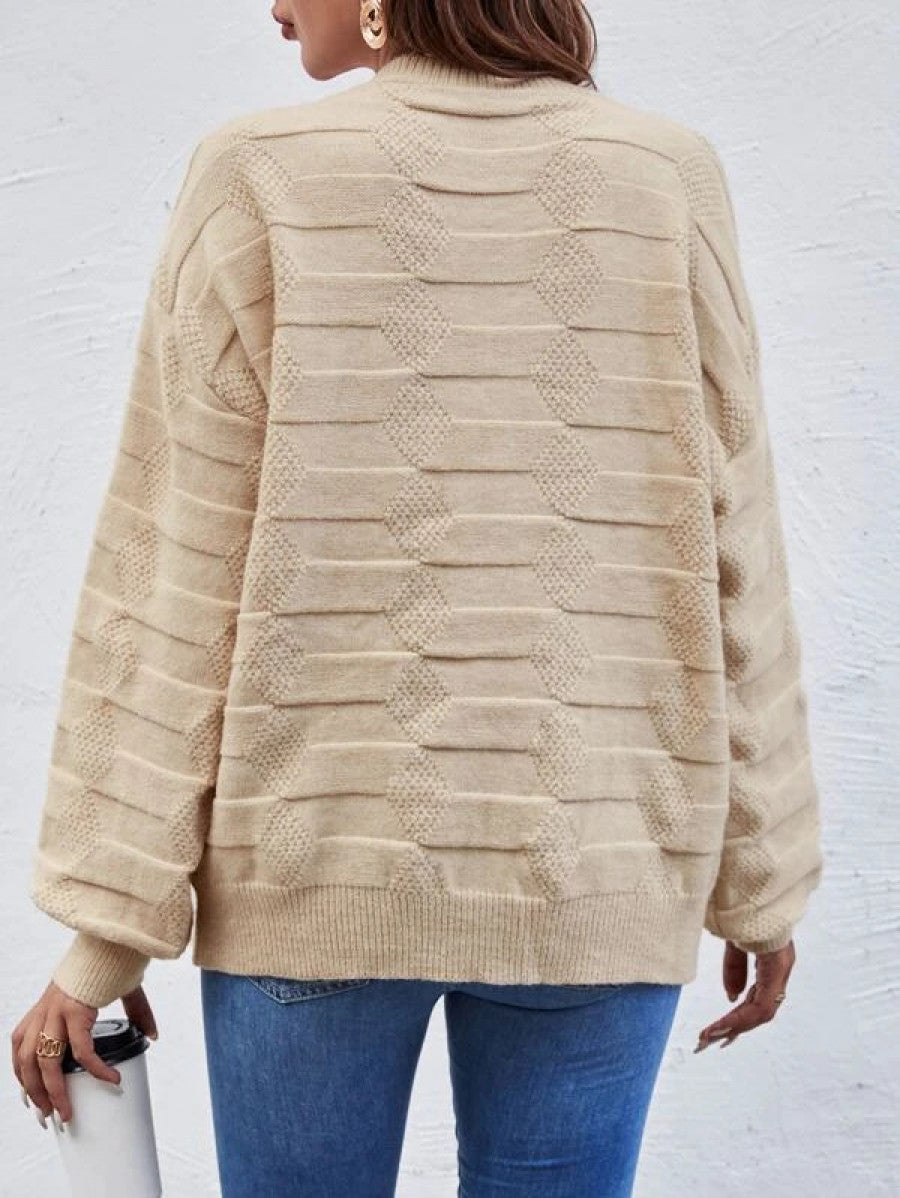 Drop Shoulder Textured Knit Sweater