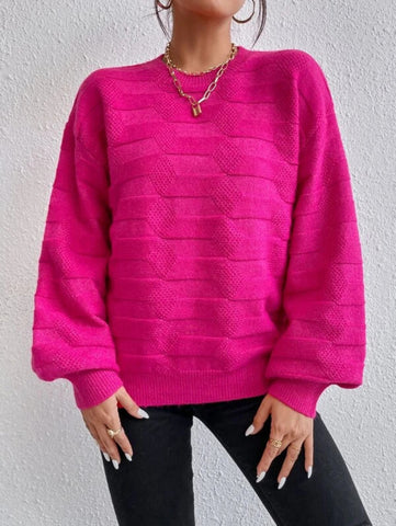 Drop Shoulder Textured Knit Sweater