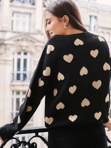 Frenchy Heart Pattern Sweater
