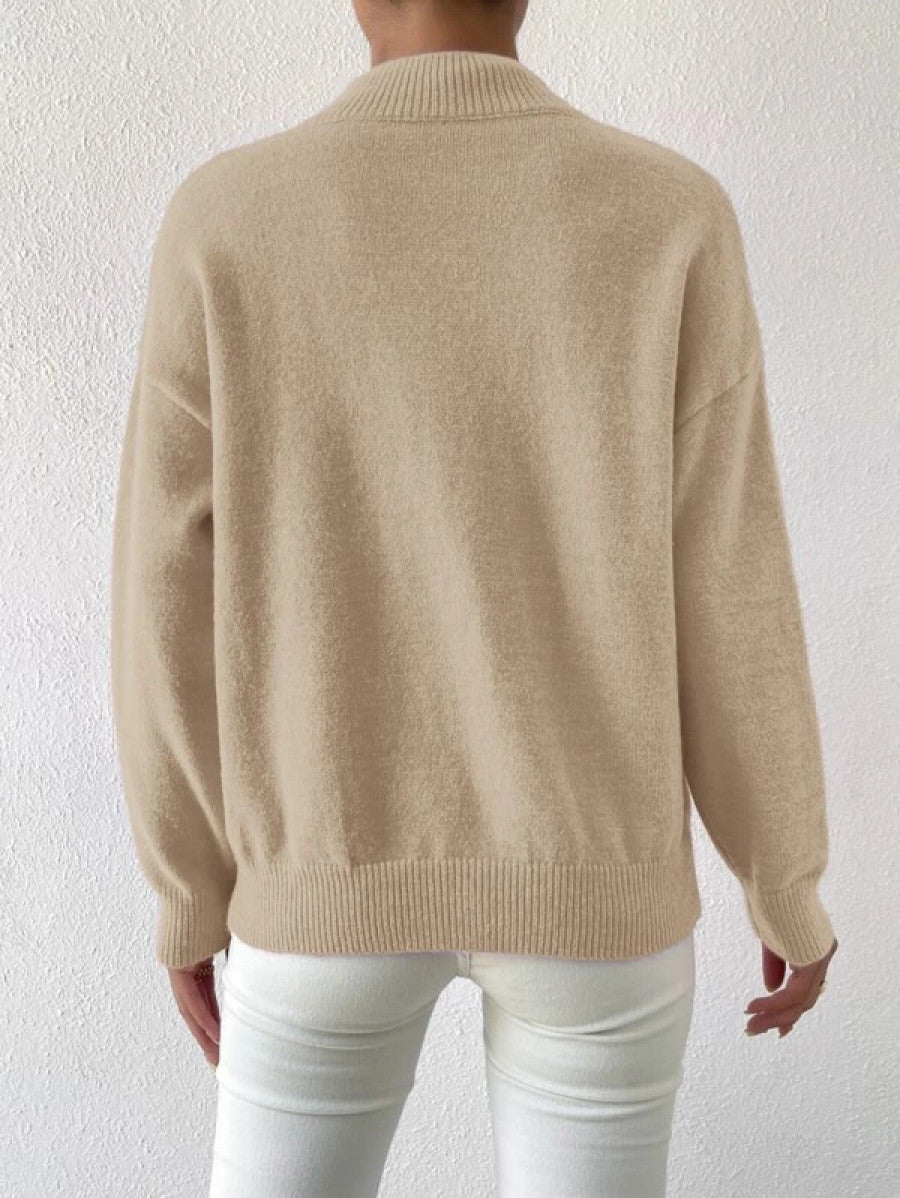 Mock Neck Drop Shoulder Sweater