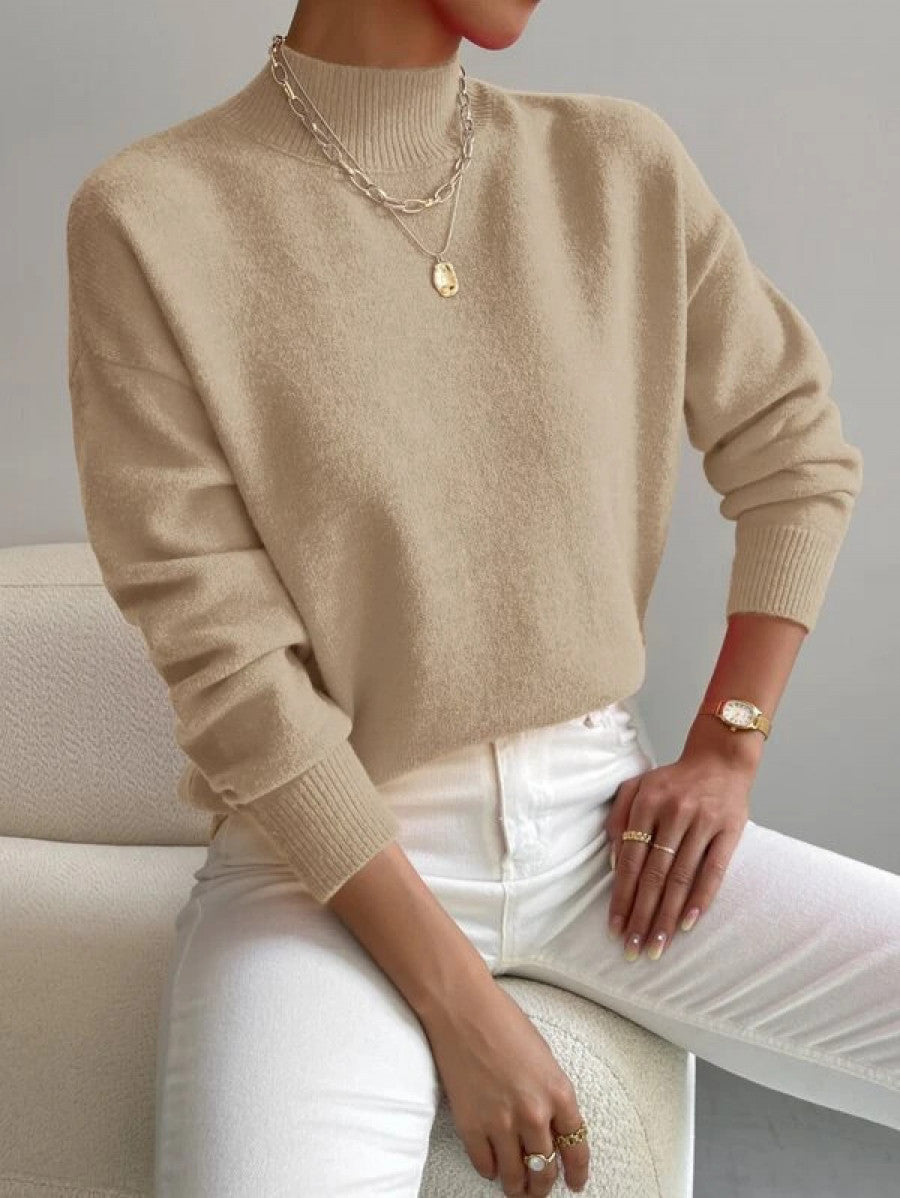 Mock Neck Drop Shoulder Sweater