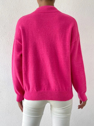 Mock Neck Drop Shoulder Sweater