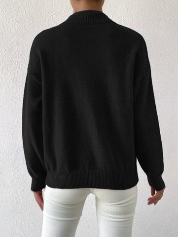 Mock Neck Drop Shoulder Sweater