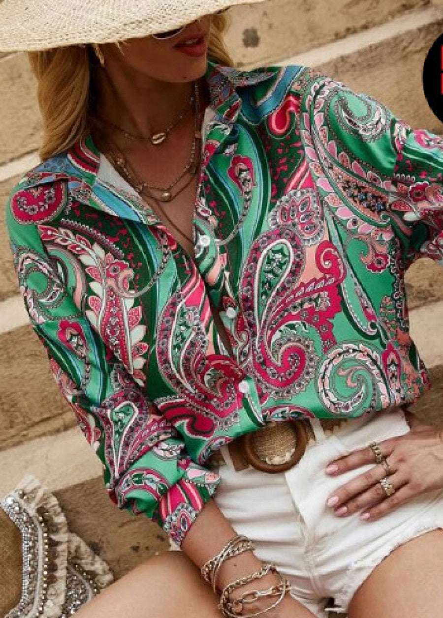 Paisley Print Single Breasted Drop Shoulder Shirt