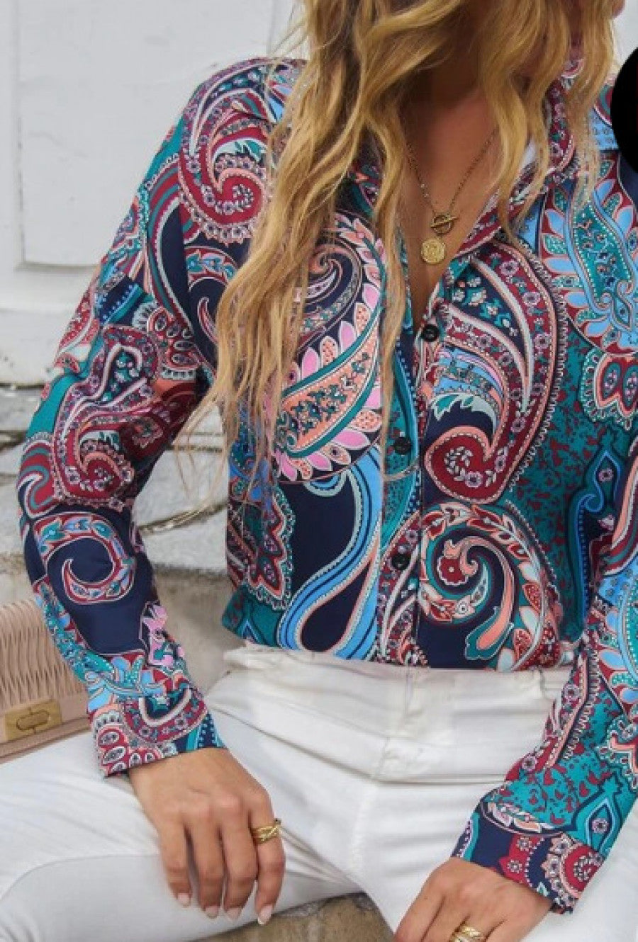 Paisley Print Single Breasted Drop Shoulder Shirt