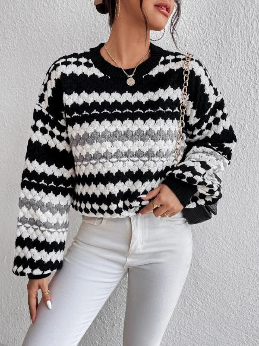 Color Block Drop Shoulder Sweater