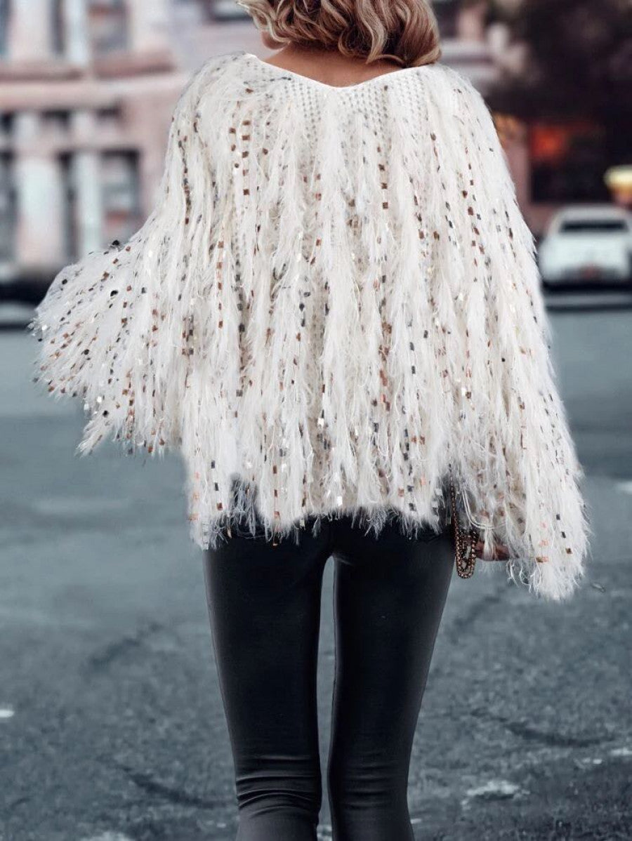 V-neck Fluffy Knit Sweater