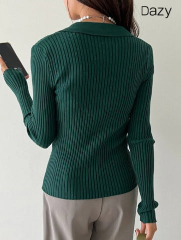 DAZY Solid Ribbed Knit Sweater