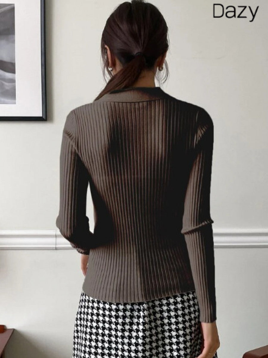 DAZY Solid Ribbed Knit Sweater