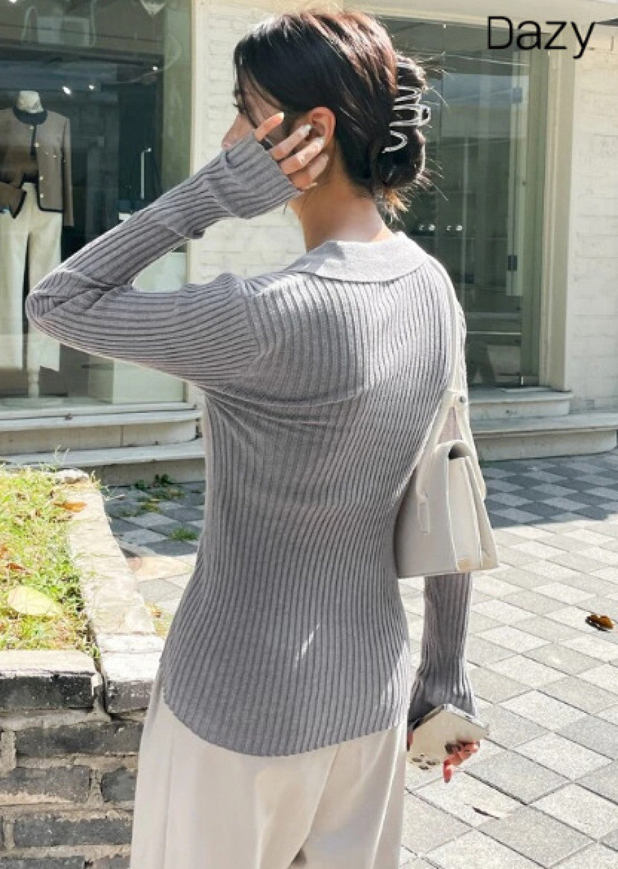 DAZY Solid Ribbed Knit Sweater