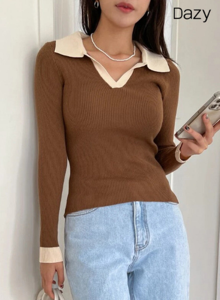 DAZY Solid Ribbed Knit Sweater