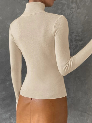 Turtleneck Ribbed Knit Sweater