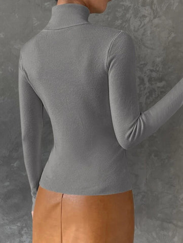 Turtleneck Ribbed Knit Sweater