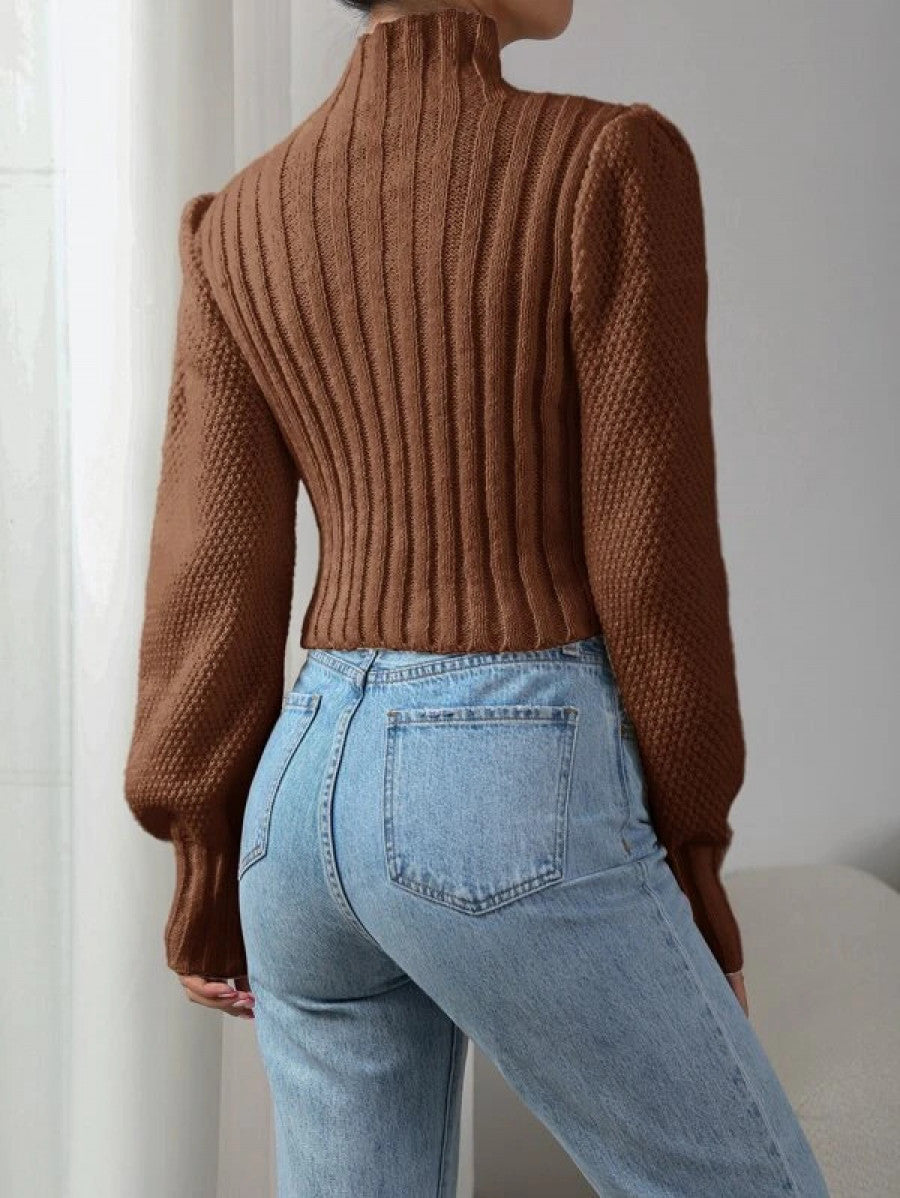 Mock Neck Lantern Sleeve Sweater