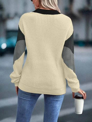 Color Block Chevron Pattern Drop Shoulder Sweater