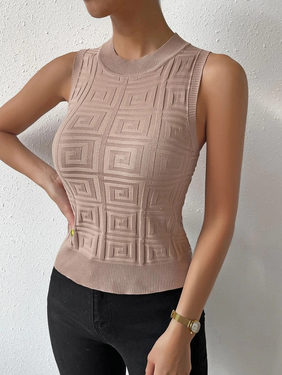 Solid Round Neck Knit Top