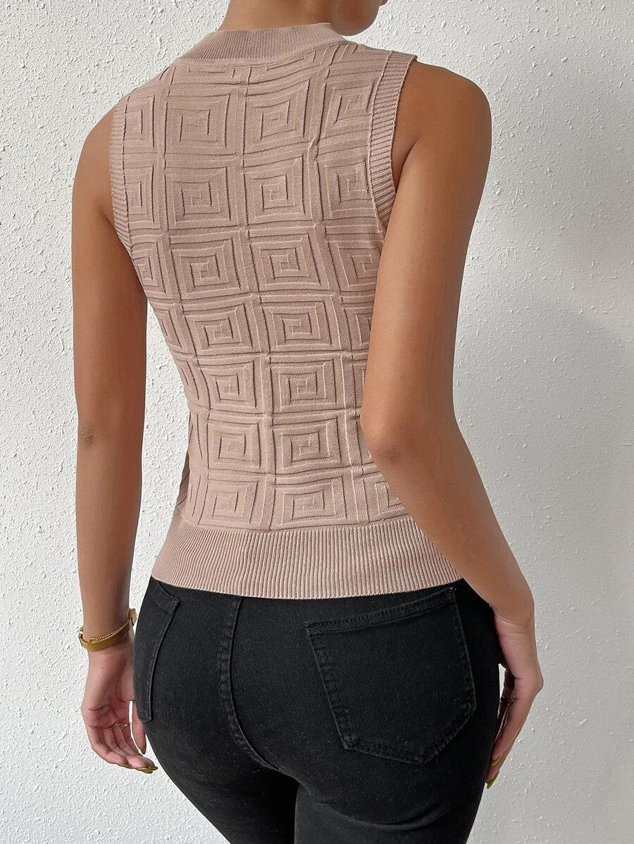 Solid Round Neck Knit Top