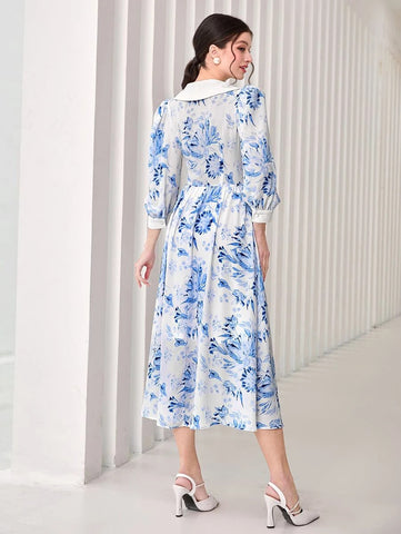 Modely Floral Print Puff Sleeve Dress