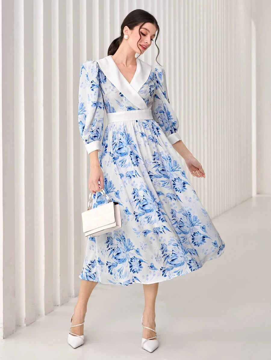 Modely Floral Print Puff Sleeve Dress