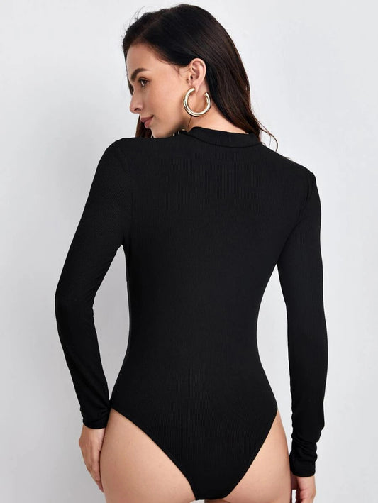 BAE Stand Collar Mesh Insert Bodysuit