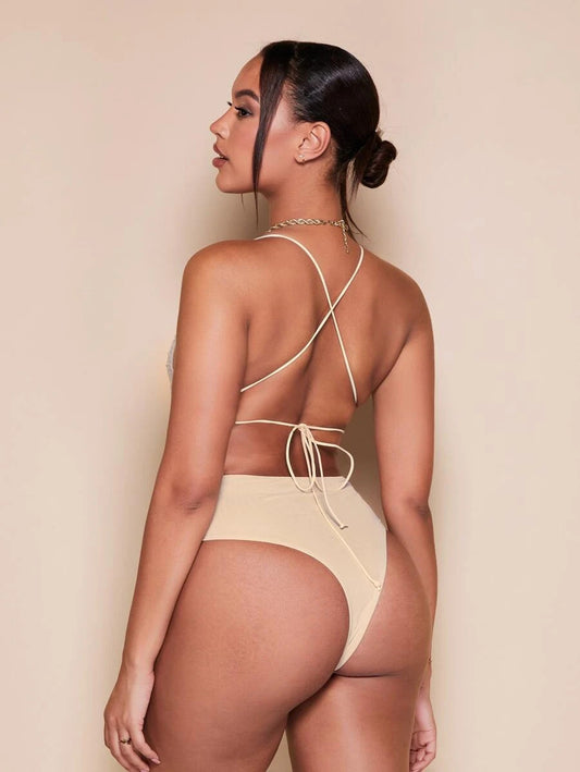 BAE Lace Up Backless Bodysuit