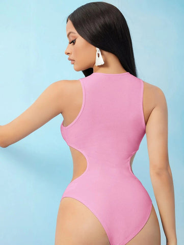 SXY Cutout Side Solid Bodysuit