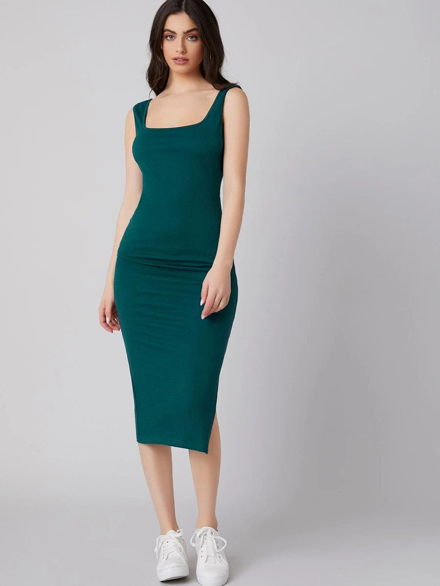 Square Neck Split Side Dress