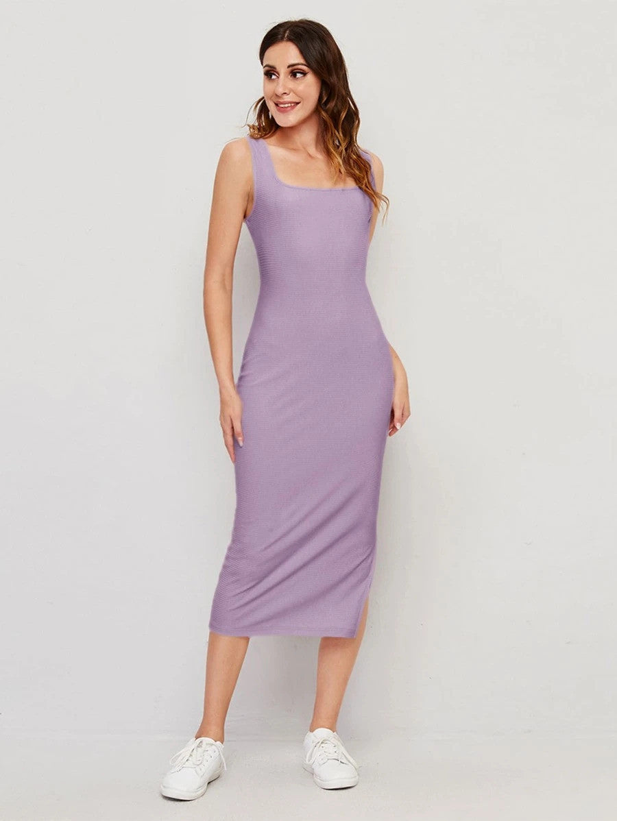 Square Neck Split Side Dress